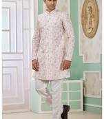 banarasi jacquard baby pink festival wear embroidery work readymade indo western