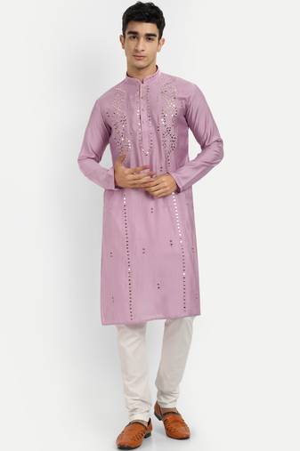 Pink pure rayon wedding special premium designer kurta pyjama