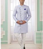 banarasi jacquard light blue festival wear embroidery work readymade indo western