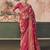 Crimson khadi georgette with designer weaving work & beautiful tassels bandhani saree
