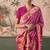 Pink khadi georgette with designer weaving work & beautiful tassels bandhani saree