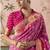 Pink khadi georgette with designer weaving work & beautiful tassels bandhani saree