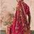 Red khadi georgette with designer weaving work & beautiful tassels bandhani saree