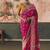 Rani pink khadi georgette with designer weaving work & beautiful tassels bandhani saree