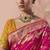 Rani pink khadi georgette with designer weaving work & beautiful tassels bandhani saree