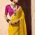 yellow viscose silk blend with zari weaving & tassel with brocade blouse 