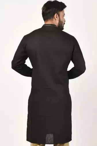 Black embroidered cotton kurta