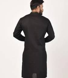 Black embroidered cotton kurta
