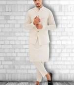 White cotton kurta pajama and Nehru jacket