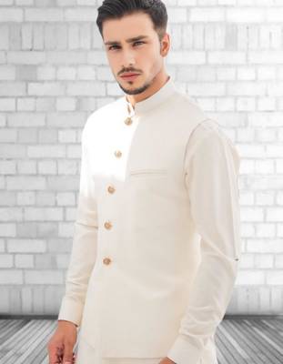 White cotton kurta pajama and Nehru jacket 3