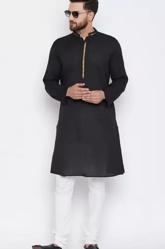 Black cotton kurta set