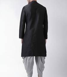 Black embroidered dupion art silk kurta set