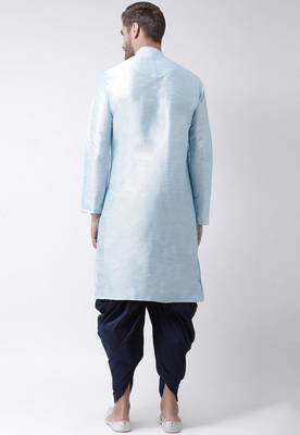 Light blue embroidered dupion art silk kurta set 2