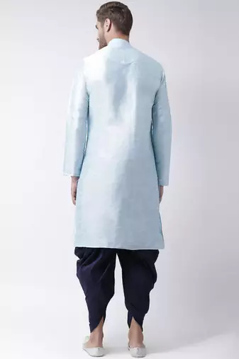 Light blue embroidered dupion art silk kurta set