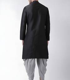 Black embroidered dupion art silk kurta set