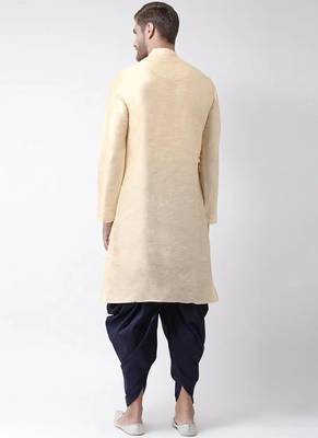 Light golden embroidered dupion art silk kurta set 2