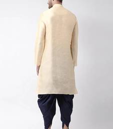 Light golden embroidered dupion art silk kurta set