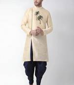 Light golden embroidered dupion art silk kurta set