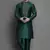 Bottle green embroidered dupion art silk kurta set