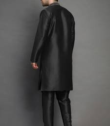 Black embroidered dupion art silk kurta set