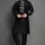 Black embroidered dupion art silk kurta set