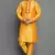 Orangish yellow embroidered dupion art silk kurta set