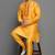 Orangish yellow embroidered dupion art silk kurta set