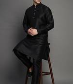 Black dupion art silk kurta set