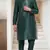 Bottle green embroidered dupion art silk kurta set