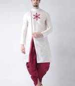White embroidered dupion art silk kurta set