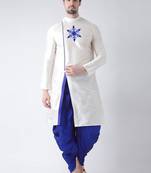 White embroidered dupion art silk kurta set
