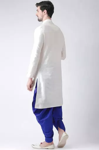 White embroidered dupion art silk kurta set