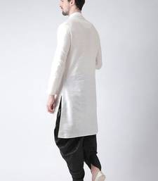 White embroidered dupion art silk kurta set