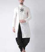 White embroidered dupion art silk kurta set