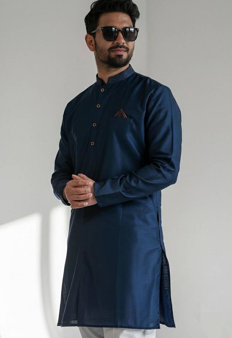 Navy embroidery kurta
