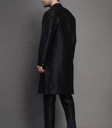 Black embroidered dupion art silk kurta set