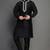 Black embroidered dupion art silk kurta set