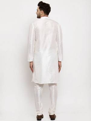 White embroidered dupion art silk kurta set 2