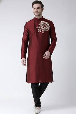 Maroom embroidered dupion art silk kurta set 1