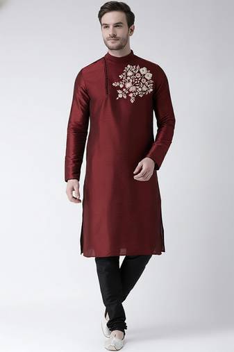 Maroom embroidered dupion art silk kurta set