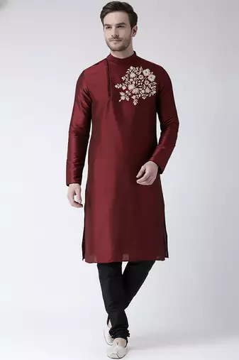 Maroom embroidered dupion art silk kurta set