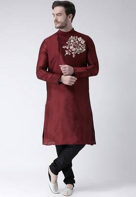 Maroom embroidered dupion art silk kurta set 2