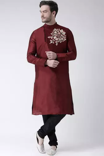 Maroom embroidered dupion art silk kurta set