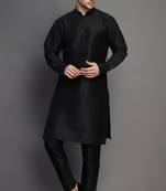 White embroidered dupion art silk kurta set