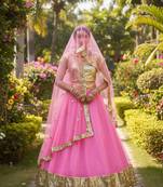 NET SEMI STITCHED SEQUENCE WORK EMBROIDERY WORK LEHENGA CHOLI 