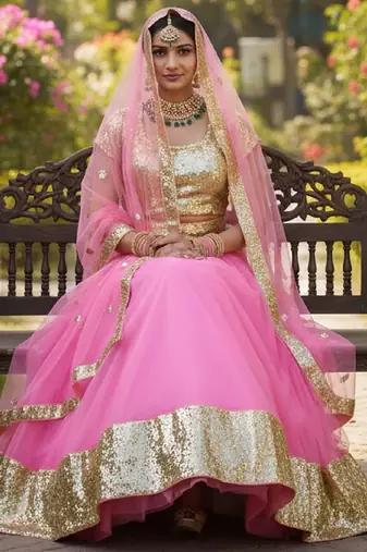 NET sequin WORK EMBROIDERY WORK LEHENGA CHOLI 