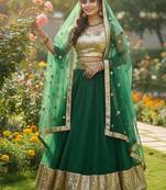 NET SEMI STITCHED SEQUENCE WORK EMBROIDERY WORK LEHENGA CHOLI 