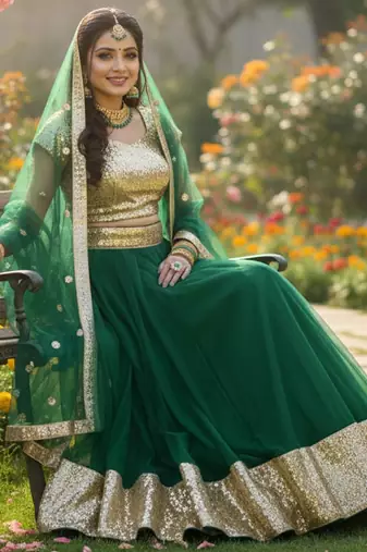 NET sequin WORK EMBROIDERY WORK LEHENGA CHOLI 