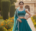 NET SEMI STITCHED SEQUENCE WORK EMBROIDERY WORK LEHENGA CHOLI 