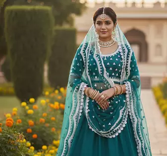 NET SEMI STITCHED SEQUENCE WORK EMBROIDERY WORK LEHENGA CHOLI 